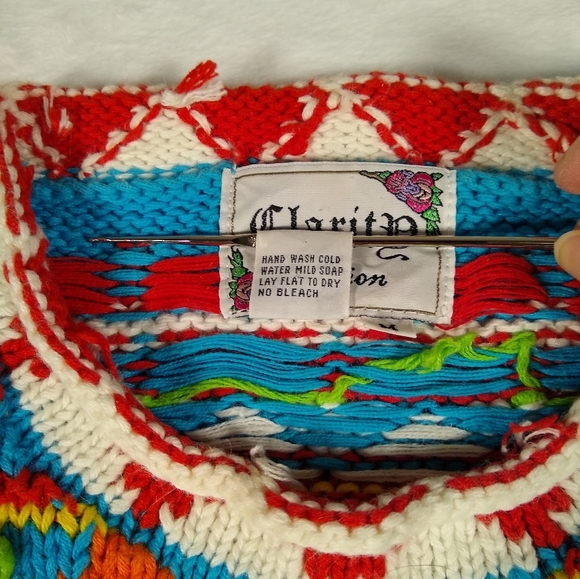 Women's Clarity Creations Hand Knit Colorful Artistic Cheerful Soft Sweater Med. - Picture 5 of 12